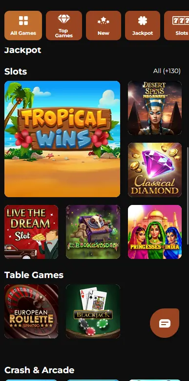 Versione mobile del Casinò Winorama con interfaccia adattata per il gioco su smartphone e tablet