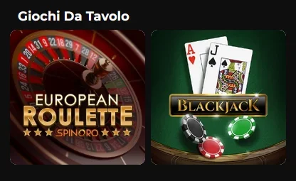 Giochi da tavolo sul Casinò Winorama con roulette, blackjack e altri formati classici
